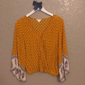 Xhilaration Boho Print Faux Wrap Blouse